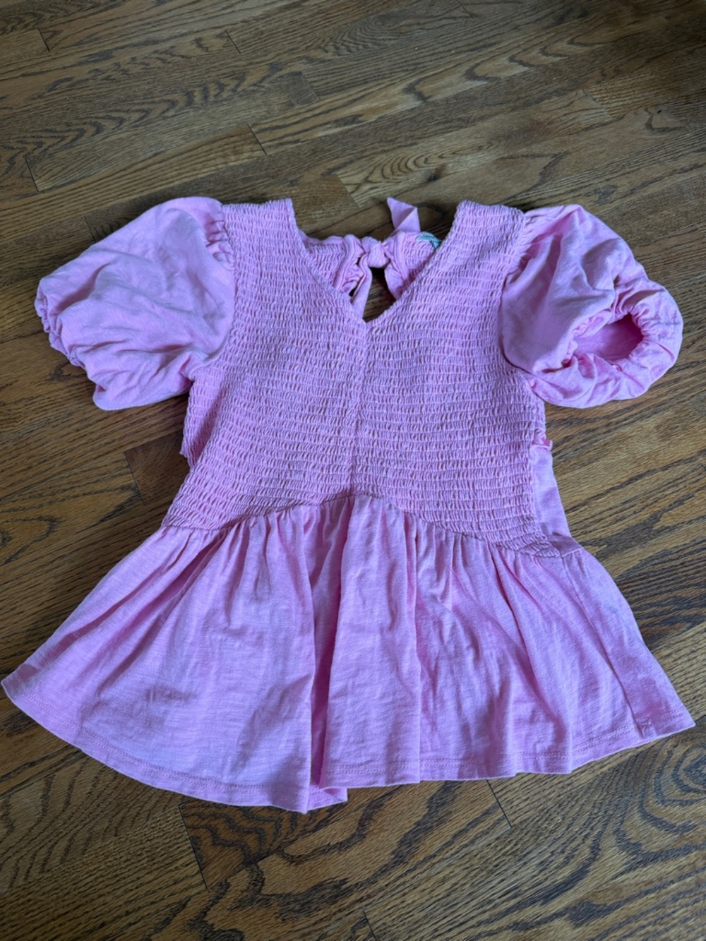 Habitual girl size 16  Smocked Puff Sleeve Pink Peplum Top